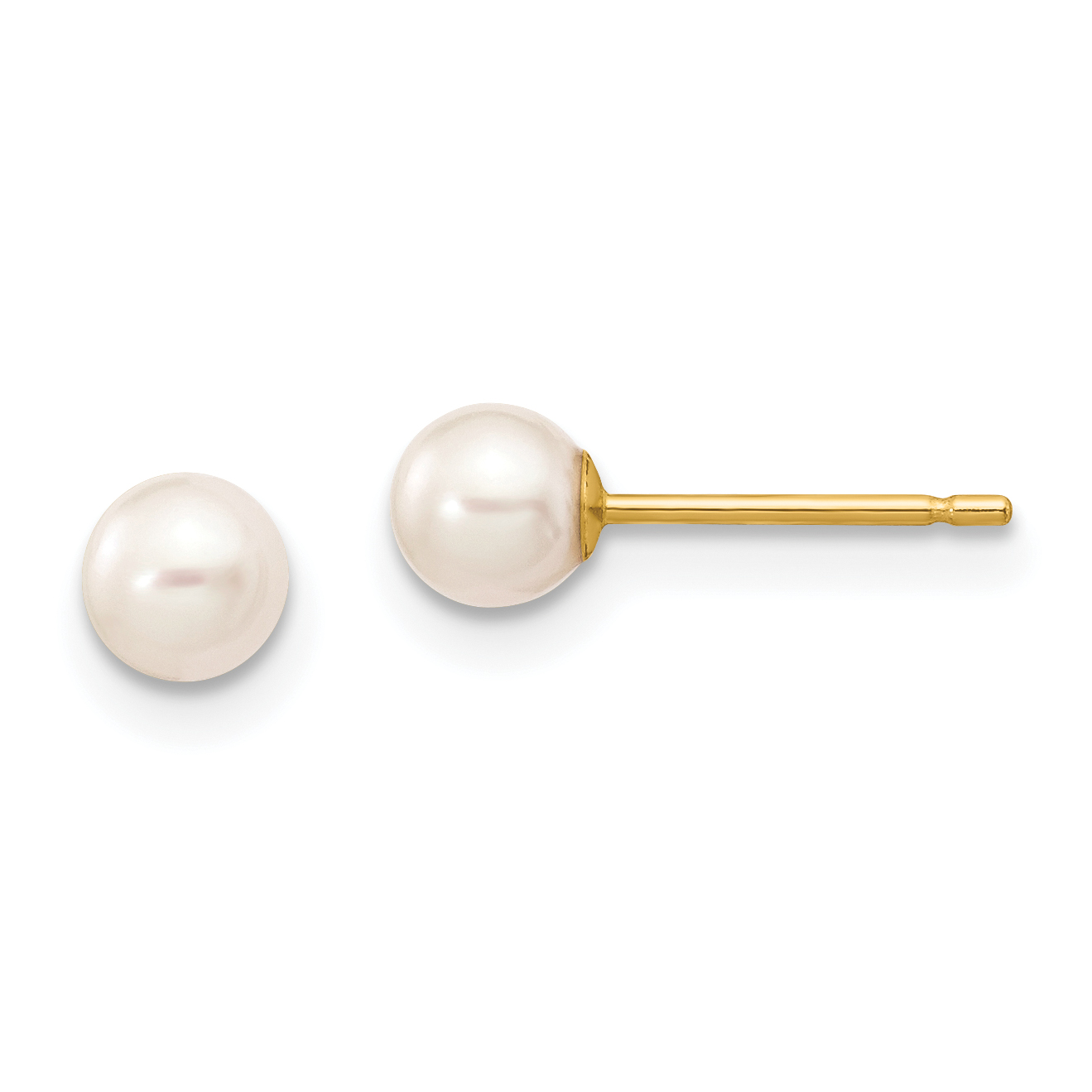 .925 Sterling Silver 4-5mm Black Round Freshwater Cultured Pearl Stud Post Earrings .925 Sterling Silver 4-5mm Black Round Freshwater Cultured Pearl Stud Post Earrings